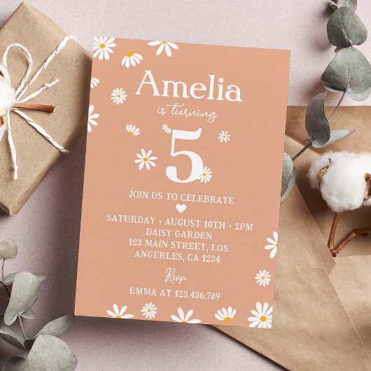 Boho Daisy Anniversaire Fête Invitation N'importe 