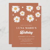 Boho Daisy Anniversaire Photo Invitations (Devant / Derrière)