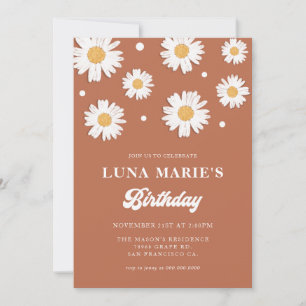 Boho Daisy Anniversaire Photo Invitations