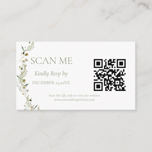 Boho Daisy Beidge Wildflower bruiloft Informatiekaartje (Voorkant)