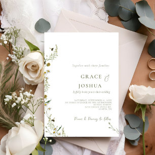 Boho Daisy Beidge Wildflower bruiloft Kaart