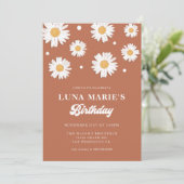 Boho Daisy Birthday Invitations Kaart (Staand voorkant)