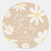 Boho Daisy Bloem Ronde Sticker (Voorkant)