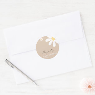 Boho Daisy Bloemen Baby shower Ronde Sticker