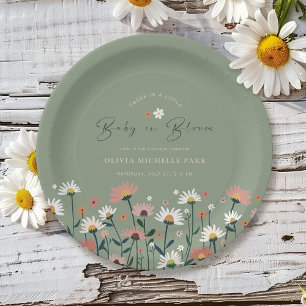 Boho Daisy Bloemensalie Groene Baby in Bloomdouche Papieren Bordje