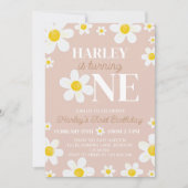 Boho Daisy Bloom eerste verjaardag Kaart (Voorkant)