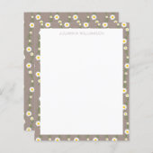 Boho Daisy Chain Floral Pattern Name Stationery (Voorkant / Achterkant)
