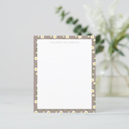 Boho Daisy Chain Floral Pattern Name Stationery (Staand voorkant)
