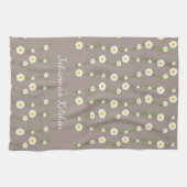 Boho Daisy Chain Floral Pattern Persoonlijke naam Theedoek (Horizontaal)