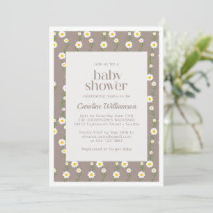 Boho Daisy Chain Floral Pattern Taupe Baby shower Kaart