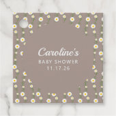 Boho Daisy Chain Taupe Aangepast Script Baby showe Bedankjes Labels (Voorkant)