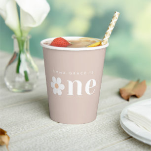 Boho Daisy Eerste Verjaardagsfeestje Papieren Beke Bekers
