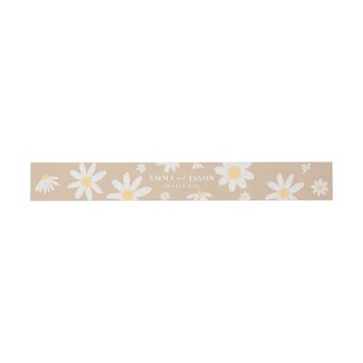 Boho Daisy Flower Invitation Belly Band Uitnodigingen Wikkel (Vlak)