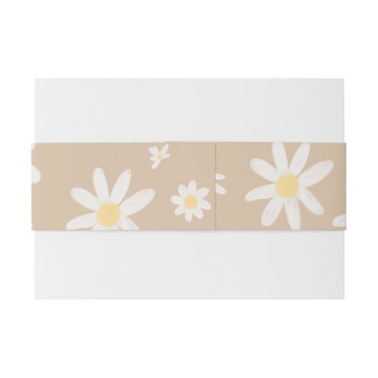 Boho Daisy Flower Invitation Belly Band Uitnodigingen Wikkel (Achterkant Voorbeeld)