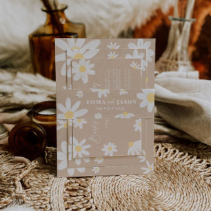 Boho Daisy Flower Invitation Belly Band Uitnodigingen Wikkel