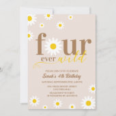 Boho Daisy Four Ever Wild 4th Verjaardag Kaart (Voorkant)