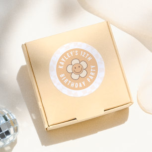 Boho Daisy Groovy Retro Meisje Verjaardagsfeestje Ronde Sticker