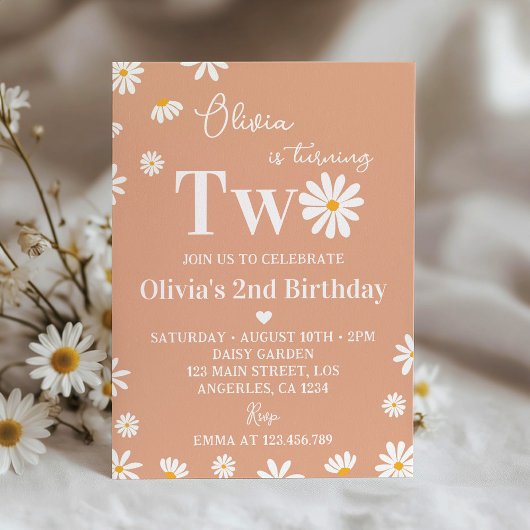 Boho Daisy Invitation du 2e anniversaire