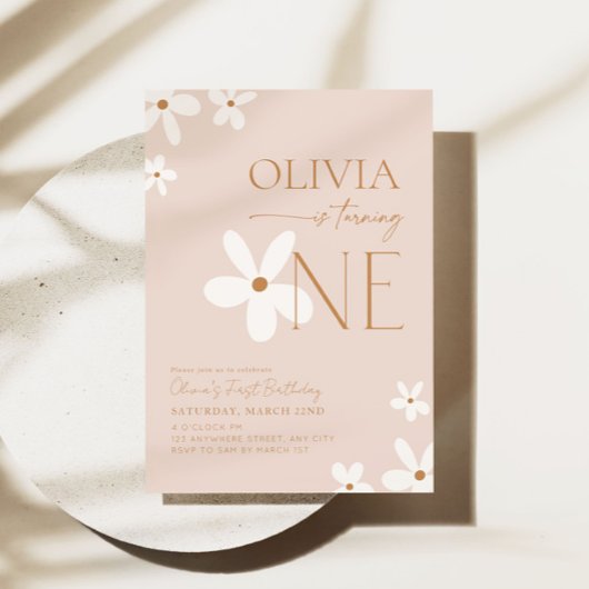 Boho Daisy Invitation pour le premier anniversaire