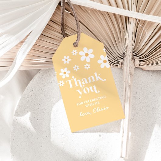 boho daisy jaune merci pour les étiquettes cadeaux