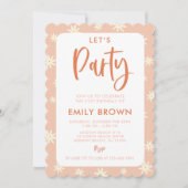 Boho Daisy Let's Party any Age or Event Invitation Kaart (Voorkant)
