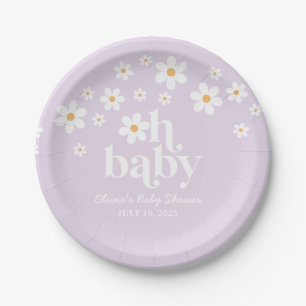 Boho Daisy lila Baby shower Papieren Borden Bordje
