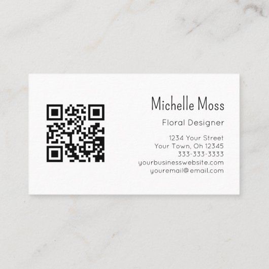 Boho Daisy QR code Eenvoudige bloemontwerper Visitekaartje (Achterkant)