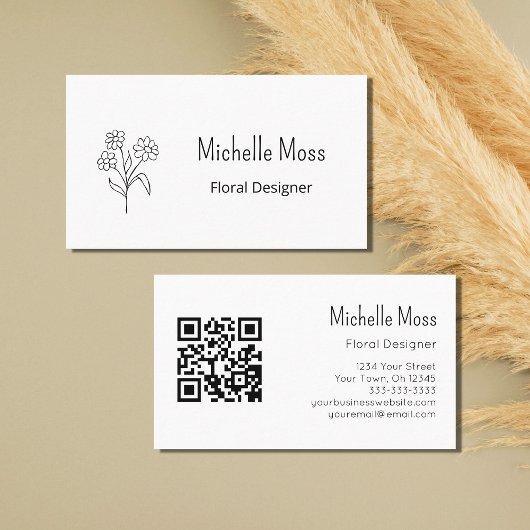 Boho Daisy QR code Eenvoudige bloemontwerper Visitekaartje