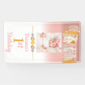 Boho Daisy Tassel Aangepaste Foto Roze Eerste Dag Spandoek (Horizontaal)