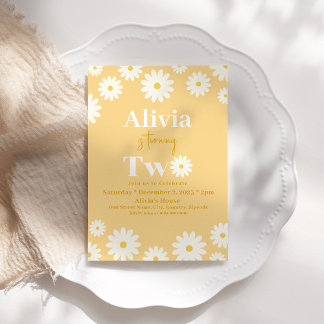 Boho Daisy Twee Bloemen Gouden Bohemian 2e Verjaar Kaart
