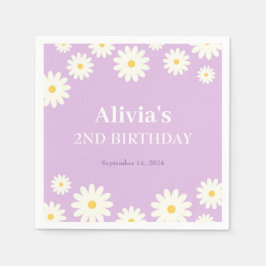 Boho Daisy Twee Bloemen Paarse Bohemen 2e Verjaard Servet