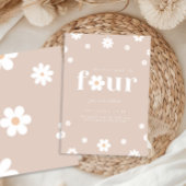 Boho Daisy vierde verjaardag uitnodiging