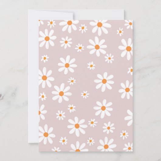 Boho Daisy Wild Een 1e Verjaardag uitnodiging (Achterkant)