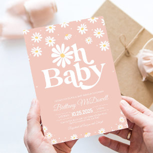 Boho Daisy Wild One 1e Verjaardagsuitnodiging Kaart