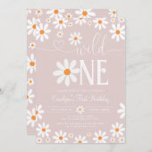 Boho Daisy Wild Un 1er anniversaire Invitation (Devant / Derrière)