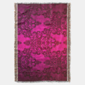 Boho Damask Deep Pink Victoriaans stijl Deken (Voorkant Verticaal)