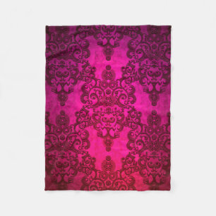 Boho Damask Diep Glanzend Roze Victoriaanse Stijl Fleece Deken