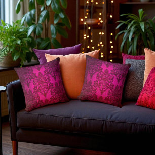 Boho Damask Diep Glanzend Roze Victoriaanse Stijl Kussen