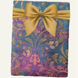 Boho damask elegant paars blauw goud cadeaupapier