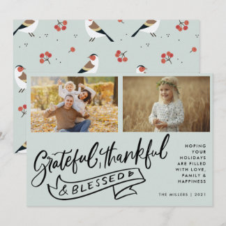 Boho Dankbaar Gezegend Familie Foto Kerst