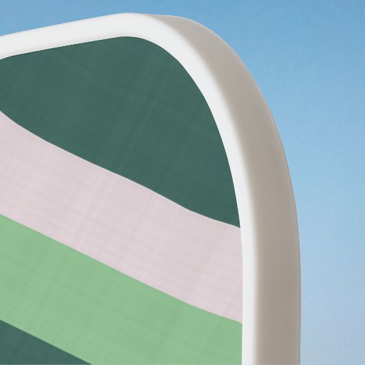 Boho Dark Emerald en Dusty Sage Green Stripes Pickleball Paddle
