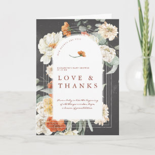 Boho Dark Floral Greenery Baby shower Hartelijk Bedankkaart