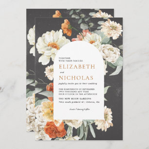 Boho Dark Floral Greenery Botanical Wedding Kaart