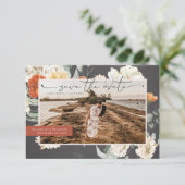 Boho Dark Floral Greenery | Fotobruiloft Save The Date (Staand voorkant)