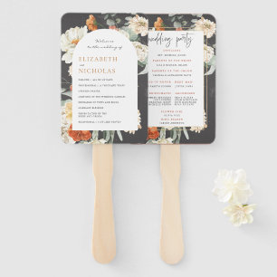 Boho Dark Floral Greenery   Weddenschap-programma Handwaaier