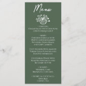 Boho Dark Moss Green Hand Drawn Floral Wedding Menu (Voorkant)