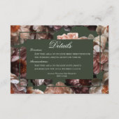 Boho Dark Peony Bloem Moderne Bruiloft Details Informatiekaartje (Voorkant)