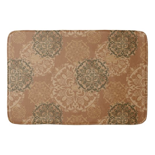 Boho Dark Rust Mandalas Bath Mat (Voorkant)