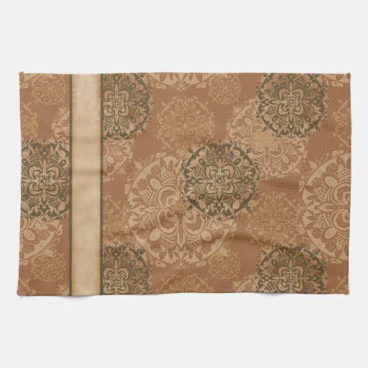 Boho Dark Rust Mandalas Kitchen Towel Theedoek (Horizontaal)