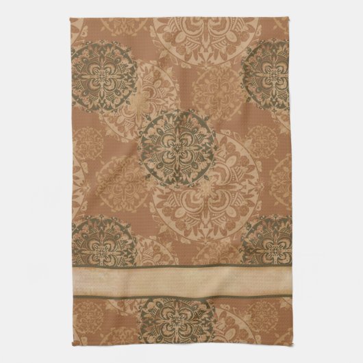 Boho Dark Rust Mandalas Kitchen Towel Theedoek (Verticaal)